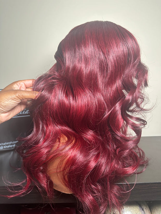 Burgundy Deep Sidepart Glueless Wig
