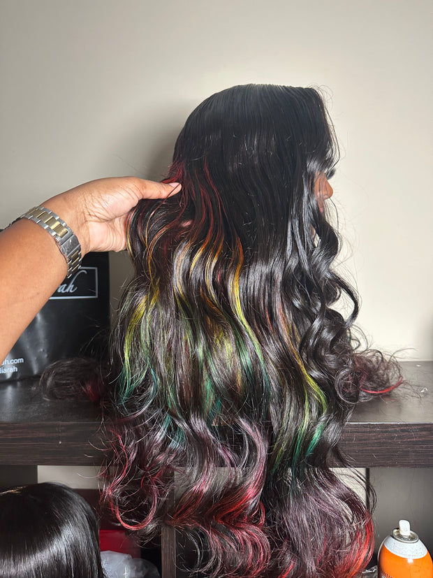 Rainbow Highlight Unit with Loose Wand Curls