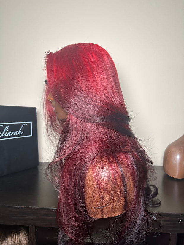 Glueless Red Reverse Ombre