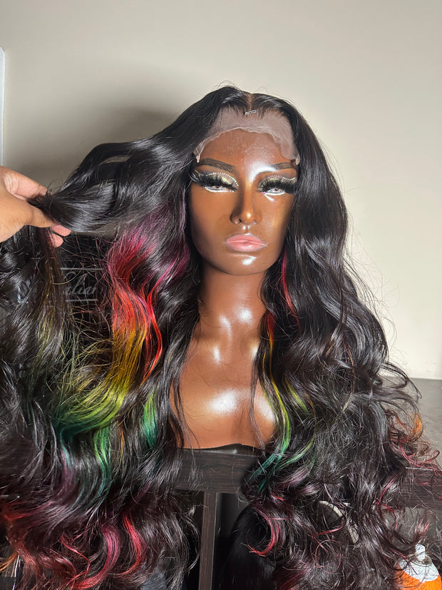 Rainbow Highlight Unit with Loose Wand Curls