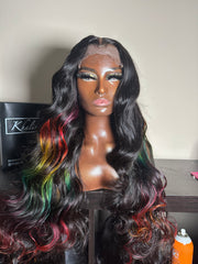 Rainbow Highlight Unit with Loose Wand Curls