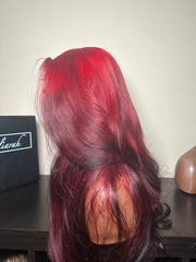 Glueless Red Reverse Ombre