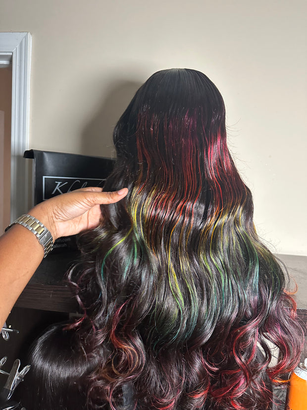 Rainbow Highlight Unit with Loose Wand Curls