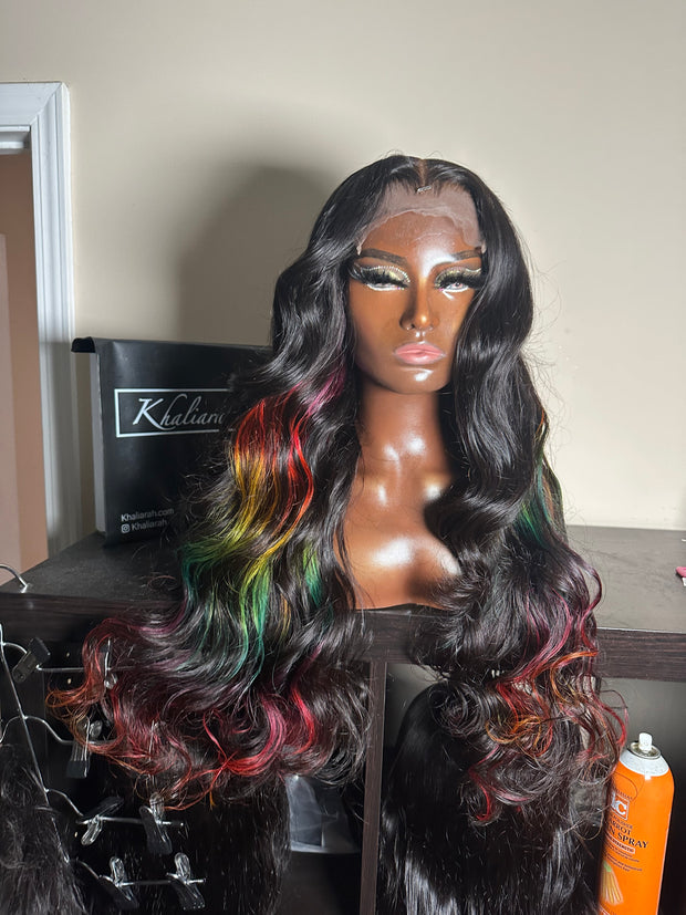 Rainbow Highlight Unit with Loose Wand Curls