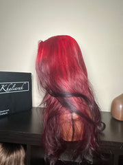 Glueless Red Reverse Ombre