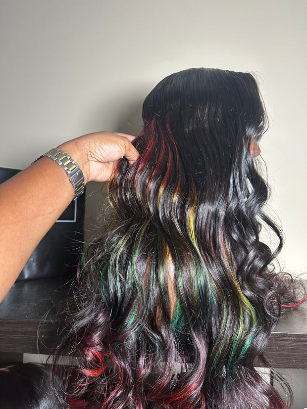 Rainbow Highlight Unit with Loose Wand Curls