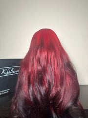 Glueless Red Reverse Ombre