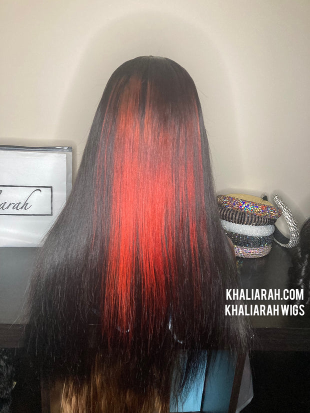 Red Streak Frontal Wig