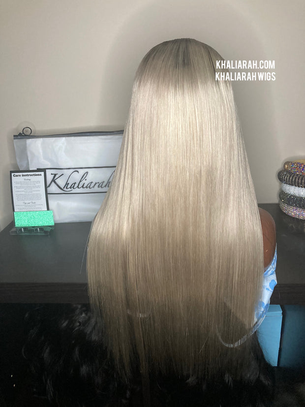 Platinum Unit With Dark Brown Roots