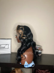 Jet Black Frontal With Blonde Money Piece