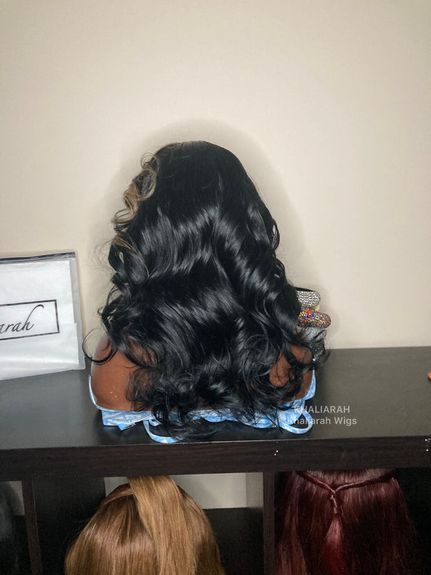 Jet Black Frontal With Blonde Money Piece