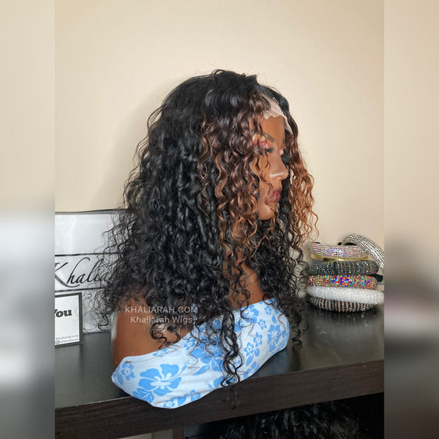 Curly Closure Wig 350 Highlights