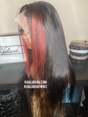 Red Streak Frontal Wig