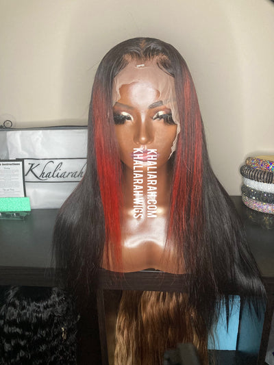 Red Streak Frontal Wig